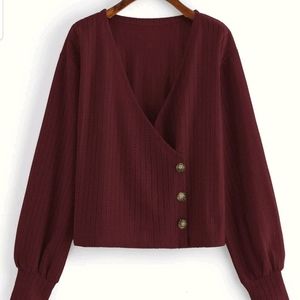 SHEIN Side Button Through Surplice Blouse Size S